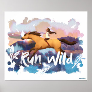 Poster Couleur d'eau "Run Wild" Lucky Riding Spirit