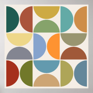 Poster Couleur des demi-cycles MCM sur Carré crème