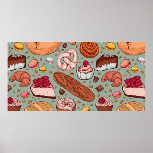 Poster Couleur dessinée à la main style boulangerie patte (Devant)