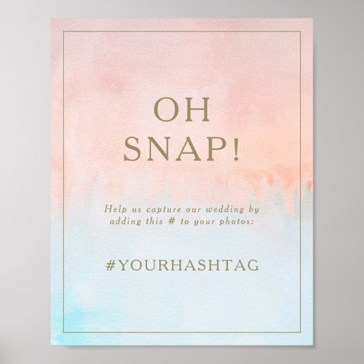 Poster Couleur d'été coucher d'eau Oh Snap Mariage Hashta (Devant)