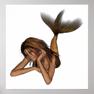 Poster Couleur d'origine de demi-teinte 3D Mermaid