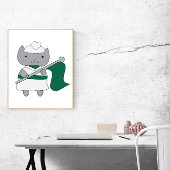Poster Couleur Garde Chat Vert et Blanc