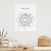 Poster couleur Mandala v2 noir et blanc (Cuisine)