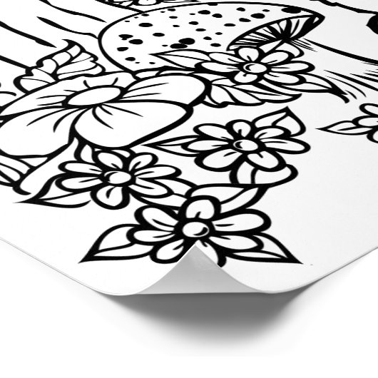 Poster Couleur moi mignon chien et fleurs (Coin)