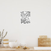 Poster Couleur moi mignon chien et fleurs (Cuisine)