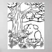 Poster Couleur moi mignon chien et fleurs (Devant)