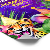Poster Couleur Neon Llow Safari Party Animaux Bienvenue (Coin)