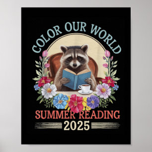 Poster Couleur Notre World Raccoon Été Lecture 2025