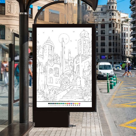 Poster couleur par nombre nature paysage de printemps