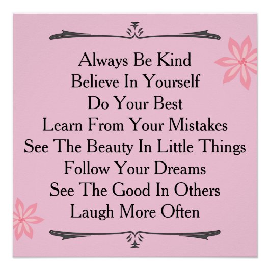 Poster Couleur personnalisée du devis motivationnel (Devant)