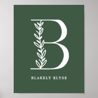 Couleur personnalisée Monogramme floral Lettre B N