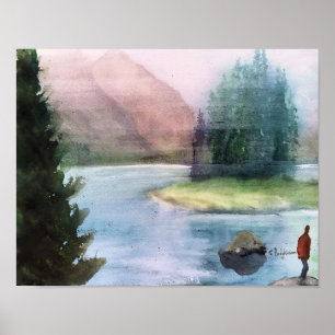POSTER COULEUR POUR AQUARELLE D'ÎLE D'ESPRIT