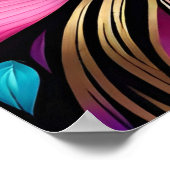 Poster Couleur rose florale et feuille en verre (Coin)