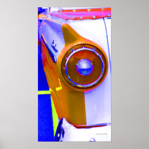 Poster couleur saturée de la queue de voiture classique