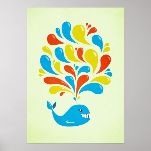 Poster Couleur Splash Happy Cartoon Whale (Devant)