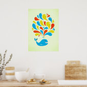 Poster Couleur Splash Happy Cartoon Whale (Cuisine)