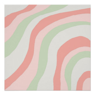 Poster Couleur Terreuse Rayure Ondulée Minimaliste Printe