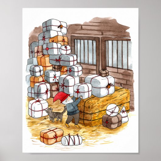 Poster Couleur traditionnelle suédoise Tomten Noël (Devant)