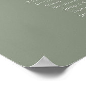 Poster Couleur Vert Sauge 4 Tables de Bienvenue Plan de S (Coin)