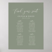 Poster Couleur Vert Sauge 4 Tables de Bienvenue Plan de S (Devant)
