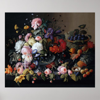 Poster Couleur Vintage Fleurs Vase Art Peinture