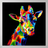 Poster Couleur vive Giraffe (Devant)