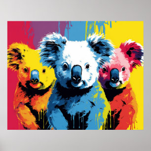 Poster Couleur vive Koala Bears Art