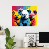 Poster Couleur vive Koala Bears Art (Bureau à domicile)