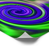 Poster Couleurs Abstraites de tourbillons vert pourpre (Coin)
