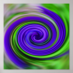 Poster Couleurs Abstraites de tourbillons vert pourpre Im