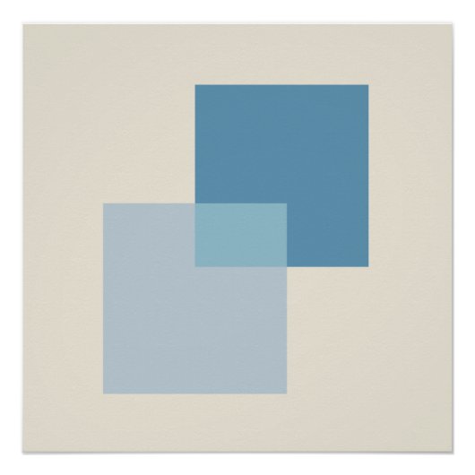 Poster Couleurs Abstraites modernes de bleu, design minim (Devant)