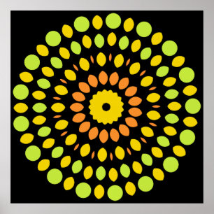 Poster Couleurs agrumes, vert, jaune, orange,