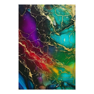 Poster Couleurs arc-en-ciel Peinture à l'encre d'alcool