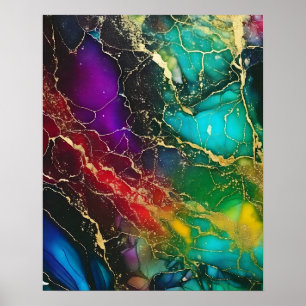 Poster Couleurs arc-en-ciel Peinture à l'encre d'alcool