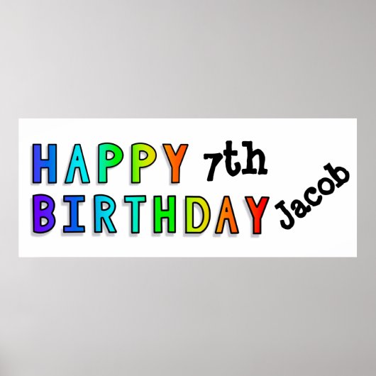 Poster Couleurs arc-en-ciel personnalisées Joyeux anniver (Devant)