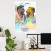 Poster Couleurs arc-en-ciel simples Mariage LGBT engagé c (Bureau à domicile)