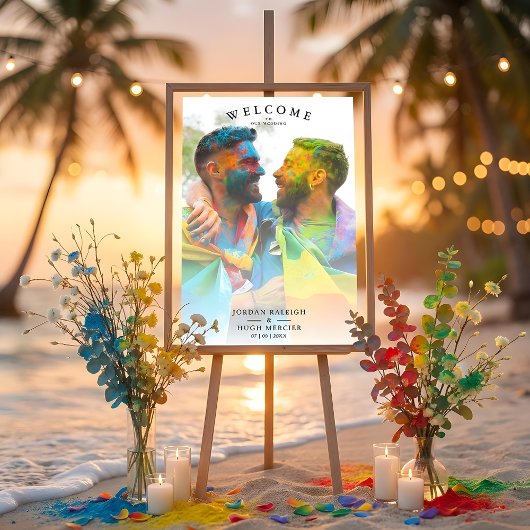 Poster Couleurs arc-en-ciel simples Mariage LGBT engagé c