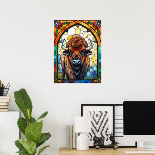 Poster Couleurs Audacieuses Bison Buffalo Cottagecore Imp