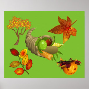 Poster Couleurs automne Maple Thanksgiving Cornucopia