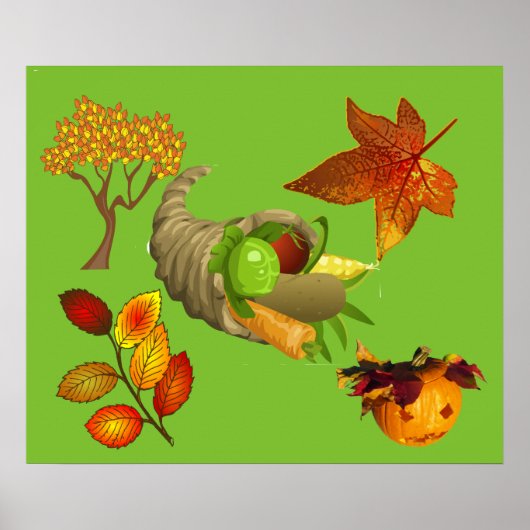 Poster Couleurs automne Maple Thanksgiving Cornucopia (Devant)