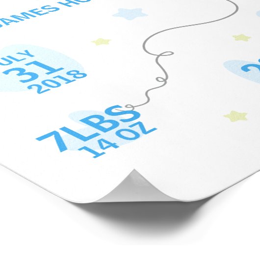 Poster Couleurs bleues Conception de l'état de naissance (Coin)