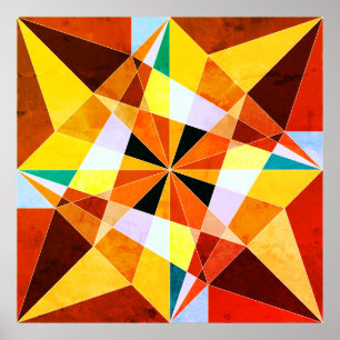 Poster Couleurs chaudes et formes géométriques angulaires