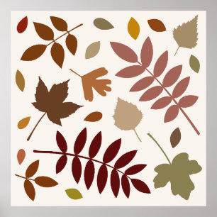 Poster Couleurs d'automne sur crème tombante Feuille