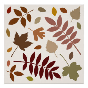 Poster Couleurs d'automne sur crème tombante Feuille