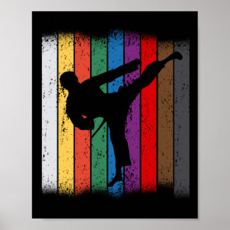 Poster Couleurs de ceinture karaté Silhouette