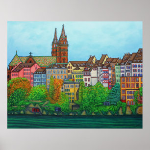 Poster Couleurs de copie d'affiche de Bâle par Lisa