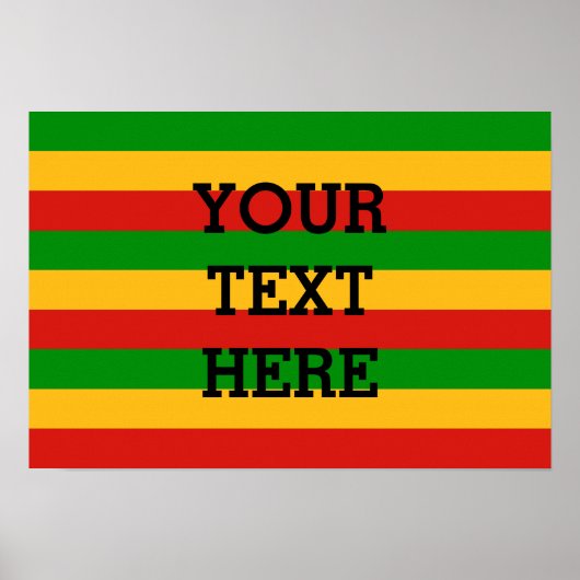 Poster COULEURS DE DRAPEAU RASTAFARI + votre texte (Devant)