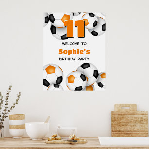 Poster couleurs de l'équipe orange noir fête d'anniversai