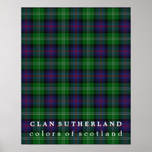 Poster Couleurs de Sutherland de clan de tartan de