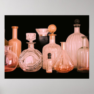 Poster Couleurs Douces Sur Des Flacons De Parfum Rétro Su